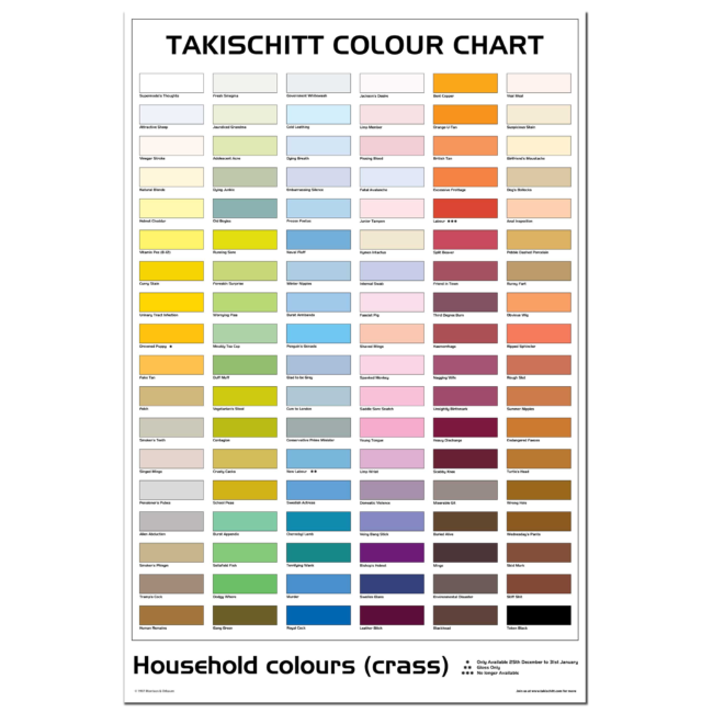 Takischitt Colour Chart Classic 61 x 91 Takischitt Colour Chart Classic 61 x 91