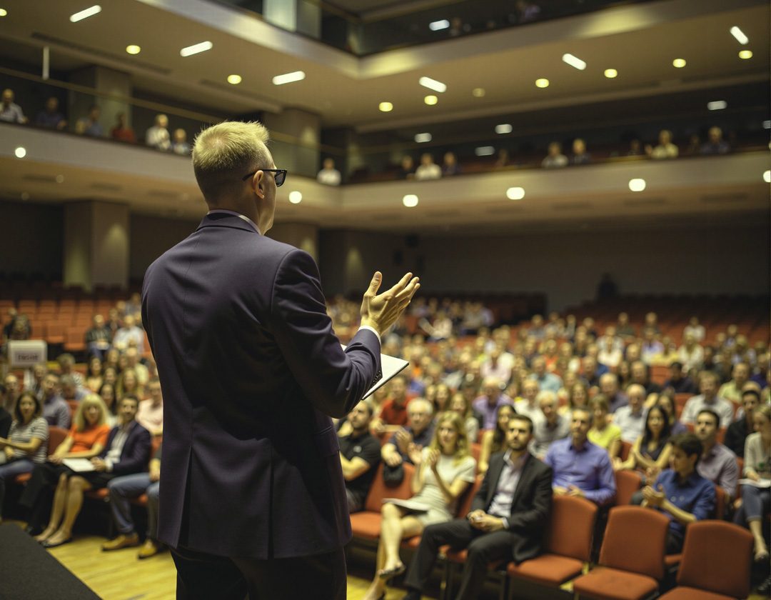 colin fangistonson talking to AGM delegates from the stage